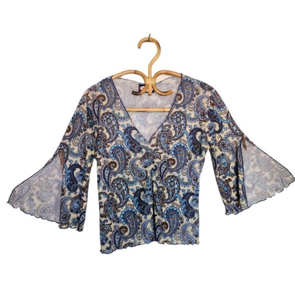 vintage y2k boho bellsleeved flare top - Picture 1 of 5